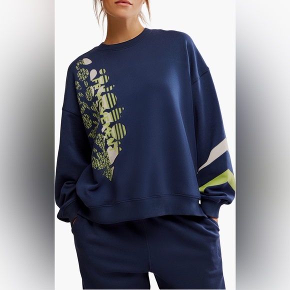 FP Movement by Free People ALL STAR OVERSIZED SWEATSHIRT MIDNIGHT NAVY SPORT - Picture 1 of 3